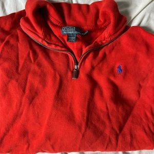 Burnt Orange Polo Ralph Lauren quarter zip sweater